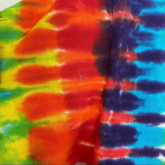 Reflective Colorful Tie Dye Retro Skater Custom Upcycled Tee Unisex Small Tshirt - Picture 13 of 16